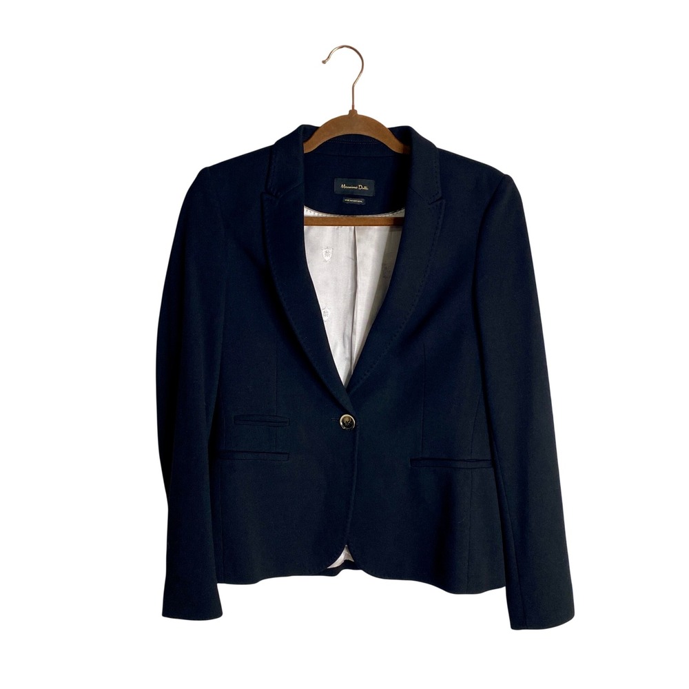 Massimo Dutti Blazer‎ Jacket Size 8 Black Single Button Tailored Suit Workwear